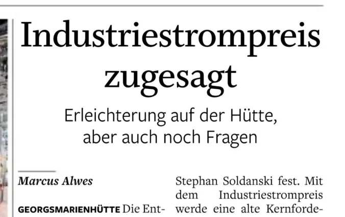 Leserbrief zum Artikel "Industriestrompreis zugesagt" von Marcus Alwes in der NOZ vom 18.11.2025