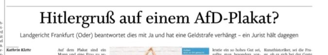 Leserbrief zu "Hitlergruß auf einem AfD-Plakat?" von Kathrin Klette, NOZ vom 27.02.2026, Seite 2
