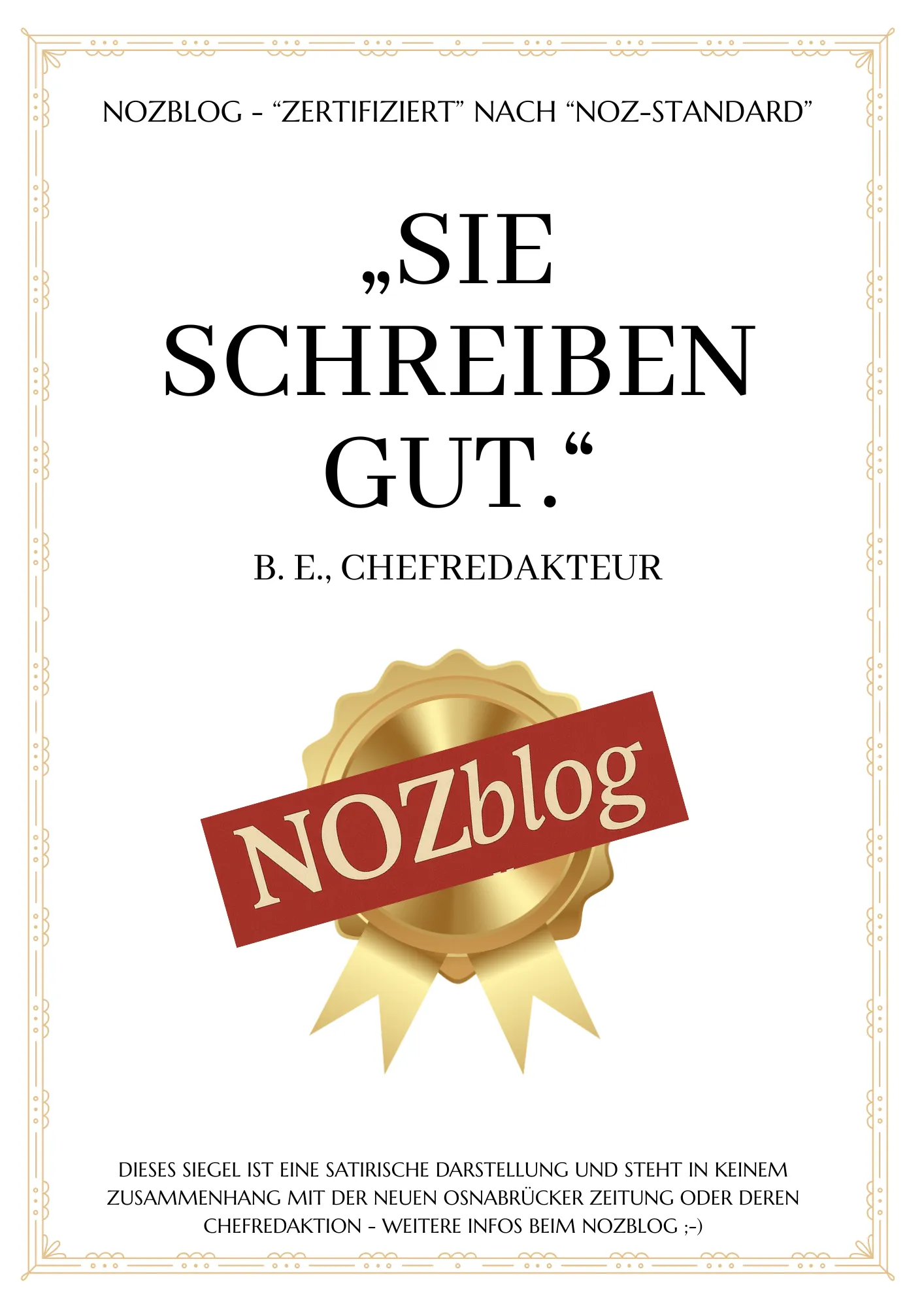 Mein Special zu 1 Jahr NOZblog 😉 "Sie schreiben gut" – und dann? Wie die NOZ Kritik lobt, aber Dialoge vermeidet 2 NOZBLOG sie schreiben gut Satire
