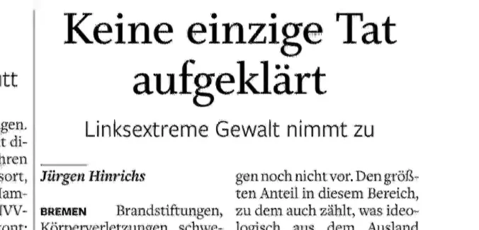 NOZ wieder auf Kurs: Reißerische Überschrift zu Linksextremismus, während rechtsextreme Gewalt unter den Tisch fällt.