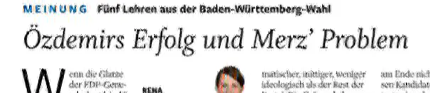 Pragmatismus vs. Ideologie? Cem Özdemirs Erfolg widerlegt Rena Lehmanns vereinfachende Narrative in ihrem Artikel in der NOZ.