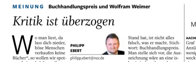 Leserbrief zur laut Ebert angeblich überzogenen Kritik gegenüber Wolfram Weimer in der NOZ vom 12.03.2026