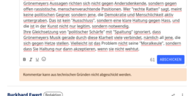 Grönemeyer, Ewert und die NOZ. Wenn Technik Debatten beendet, und wer wirklich spaltet.