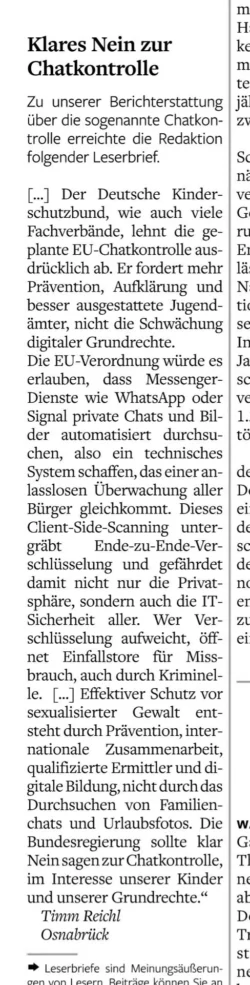 08.10.2025 Klares Nein zur Chatkontrolle
