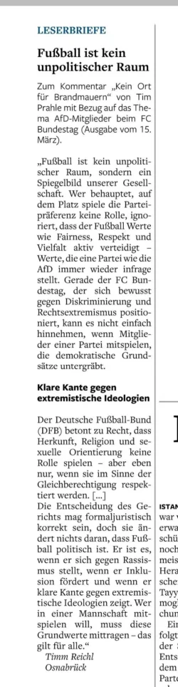 25.03.2025 Fußball ist kein unpolitischer Raum