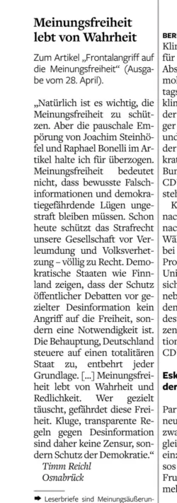 29.04.2025 Meinungsfreiheit lebt von Wahrheit